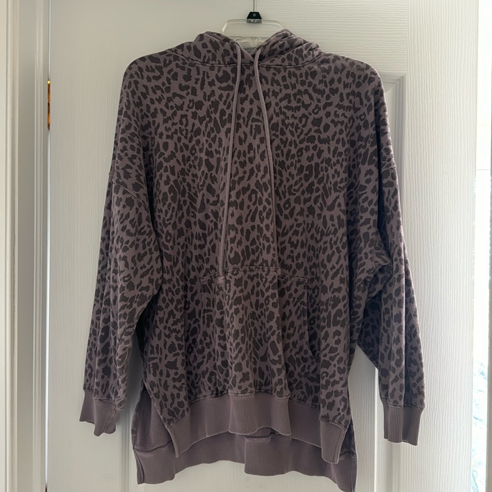 Purple gray cheetah print hoodie